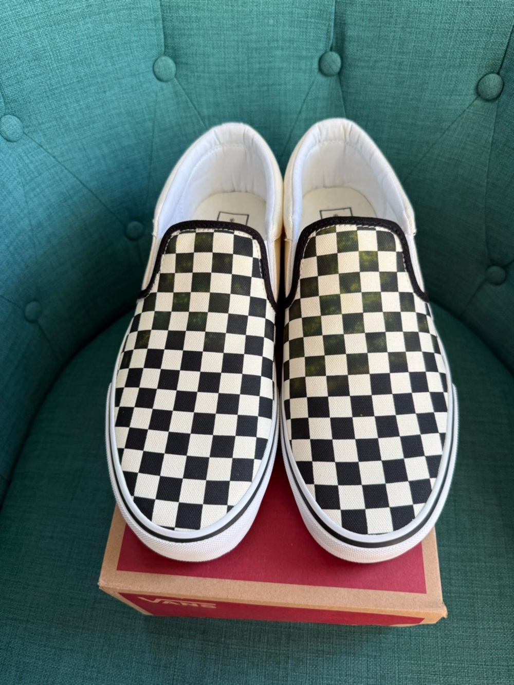 VANS Asher Slip On Black/White Checkerboard Shoes Mens